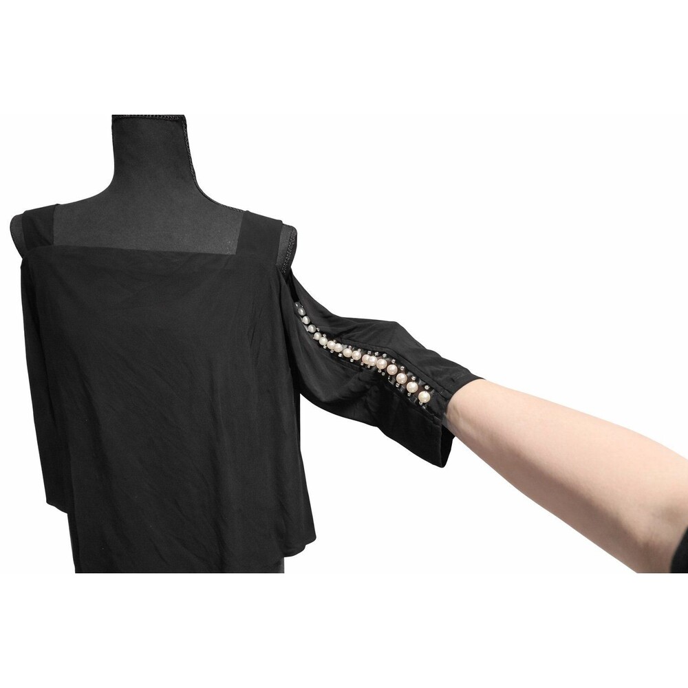 Justin Case Black Pearl Sleeve Asymmetrical Blouse XL